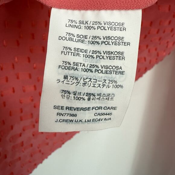 J Crew Women Plus size 16 Silk Coral Dotted Chiffon V Neck Popover Blouse E7788 - Picture 8 of 10